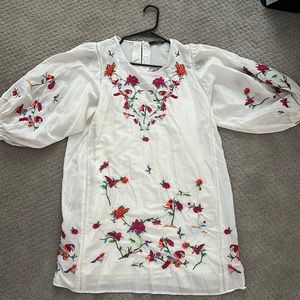 Zara Embroidered Linen Dress